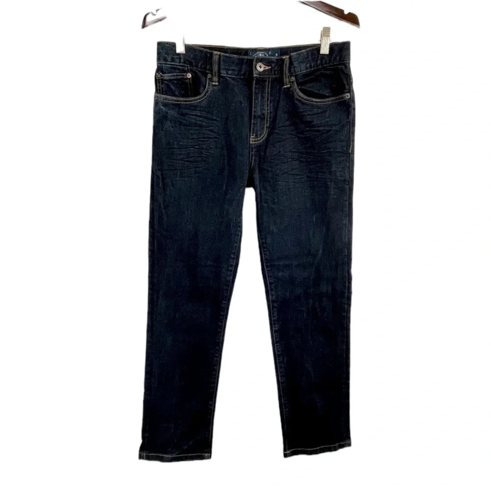 Lucky Brand Boys Classic Fit Straight Leg Gold  Stitch. Dark Blue. Size 18 #465